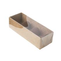 Caixa 3 Doces com Tampa Transparente Nº 3 (12cm x 4,5cm x 3,5cm) Kraft 10 unidades Assk