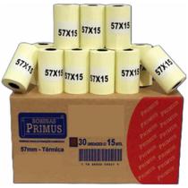Caixa 30 Bobinas Papel Térmico Maquininha Rolo de 57mm X 15 Metros Relógio e Impressora Primus Caixa 30 Bobinas Papel Térmico Maquininha Rolo de 57mm X 15 Metros Relógio e Impressora Primus