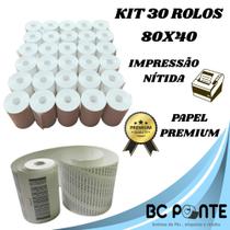 Caixa 30 Bobinas Térmicas 80x40mm BPA Free OJI Para PDV Impressoras Elgin Bematech Cupom Fiscal