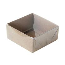 Caixa 4 Doces com Tampa - 8x8x3,5cm Kraft 10un - Assk Rizzo