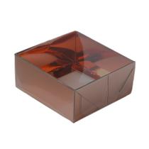 Caixa 4 Doces com Tampa Transparente Nº 4 (8,5cm x 8,5cm x 3,5cm) Bronze 10 unidades Assk Rizzo Embalagens