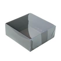 Caixa 4 Doces com Tampa Transparente Nº 4 (8,5cm x 8,5cm x 3,5cm) Marrom 10 unidades Assk Rizzo Embalagens