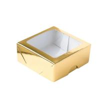 Caixa 4 Doces com Visor S11 9x9x4cm Dourado 10un - ASSK