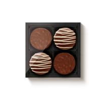 Caixa 4 Pães de Mel Quadrada Preto com Tampa Cristal - 10 unidades - 16,5x16,5x4cm - Cromus Profissional