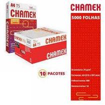 Caixa 5 Pacotes Resmas Papel A4 Sulfite Chamex 2500 folhas Cor Branco