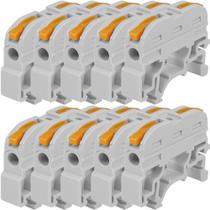 Caixa 50 Conector Emenda Cinza Tipo Alavanca 1 Polo Inline Para Trilho Din 32a