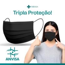 Caixa 50 Máscaras Cirúrgicas Triplas Descartáveis Preta - Fabrasa