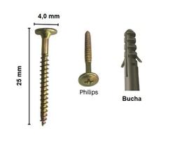 Caixa 50 Parafusos Bicromatizado Philips 4,0 X 25 com Bucha Jomarca