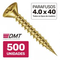 Caixa 500 Parafusos 4.0x40 Chipboard Chata Phillips para Móveis Madeira - DMT
