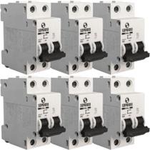 Caixa 6 Disjuntor Bifásico Trilho Din 6a Soprano Curva C