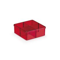 Caixa acrílica c/ divisórias 7x7cm vermelho pct c/ 10un