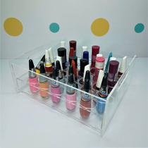 Caixa acrílica organizadora para esmaltes 33 divisórias Caixa acrílica organizadora para esmaltes 33 divisórias