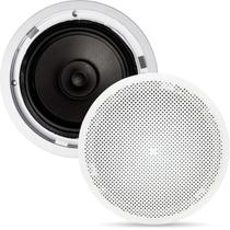 Caixa Acustica 140W Embutir Teto Som Ambiente Arandela Redonda