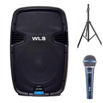 Caixa Acústica Wls J12 Pro Ativa + Pedestal + Microfone Caixa Acústica Wls J12 Pro Ativa + Pedestal + Microfone