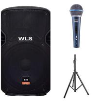 Caixa Acústica Wls S10 Ativa + Microfone M58A + Pedestal