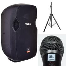 Caixa Acústica WLS S10 BT Ativa + Microfone JBL + Pedestal Caixa Acústica WLS S10 BT Ativa + Microfone JBL + Pedestal