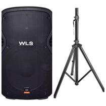 Caixa Acústica WLS S15 Ativa com BT + Pedestal ST002 1,80m