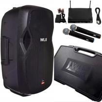 Caixa Acústica Wls S15 Bt Ativa + 2 Microfones Sem Fio Jwl