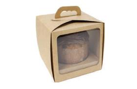 Caixa alca e visor (panetone) cor kraft c/5 un ideia embalagem Caixa alca e visor (panetone) cor kraft c/5 un ideia embalagem