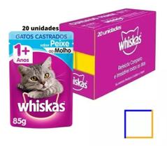 Caixa Alimento Úmido Whiskas Sachê Peixe Gatos Castrados 85g