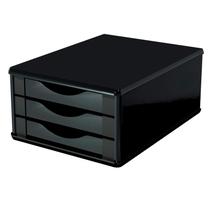 Caixa Arquivo Gaveteiro Em MDF Black Piano Com 3 Gavetas Black Piano Referência 3362 SOUZA