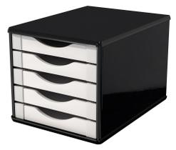 Caixa Arquivo Gaveteiro Em MDF Black Piano Com 5 Gavetas Brancas Referência 3339 SOUZA