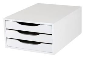 Caixa Arquivo Gaveteiro em MDF Branco com 3 Gavetas Brancas Souza Referência 3305
