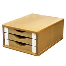 Caixa Arquivo Gaveteiro Organizador de Escritório 3 Gavetas Madeira MDF para Documentos A5 A4