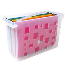 Caixa Arquivo Transparente Com 6 Pastas Suspensas Coloridas Dellocolor Organizador De Escritório - Delo