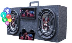 Caixa Ativa 6x9 Bravox + Central Multimidia Usb Bluetooth Espelhamento