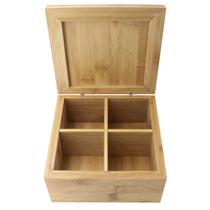 Caixa bambu 4 divisórias 16x16x7,8cm p/ organizar -Dynasty