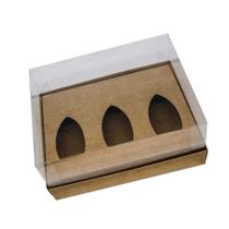 Caixa Barca de Chocolate 3 Cavidades - P - 18,5x12,5x3cm - Kraft - 5 unidades - Decora Doces - Rizzo