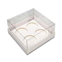 Caixa Base Brigadeiro Branco com 4 cavidades (9cm x 9cm) 10 unidades - Assk Embalagens