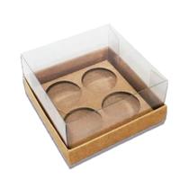 Caixa Base Brigadeiro Kraft com 4 cavidades (9cm x 9cm) 10 unidades - Assk Embalagens