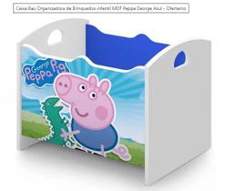Caixa Baú de Brinquedos infantil MDF George Azul - Branco