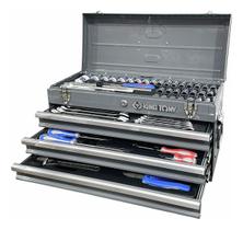 Caixa Baú Metálico 3 Gavetas Cinza Jogo 74 Pçs King Tony