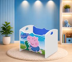 Caixa Baú Organizadora de Brinquedos infantil MDF Peppa George Azul