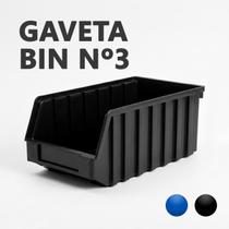 Caixa Bin n3 Gaveteiro Organizadora Estante Parafusos Preta Empilhável Indústrial Comércio