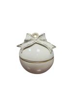 Caixa Bola c/ Laço Off White Borda Ouro 11,5x13,5cm Luiz Salvador