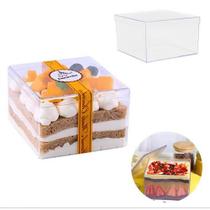 Caixa Bolo Doces Em Acrílico Transparente Com Tampa - 04 Un