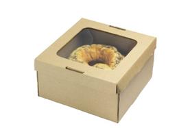 Caixa Bolo Visor Kraft 16,5x16,5x12cm