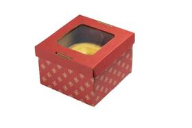 Caixa Bolo Visor Vermelha Fiori 21,5x21,5x12cm