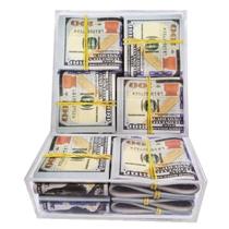 Caixa Box Do Milhão Decoração Notas de 100 Dólares e 100 e 200 Reais Realistas