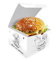 Caixa Box Embalagem Para Hambúrguer P Branco E Preto 200Un