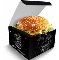 Caixa Box Gg Embalagem Para Hamburger Artesanal Preto 100Un