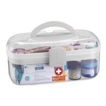 Caixa Box Maleta Primeiros Socorros Multiuso com Alça e Divisórias Cor Branco