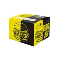 Caixa Box Média Para Hambúrguer Artesanal Amarelo E Preto Com 50 Peças