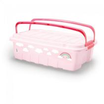 Caixa Box Organ. Com Alças Arco Iris Da Plasutil + Mimo Caixa Box Organ. Com Alças Arco Iris Da Plasutil + Mimo