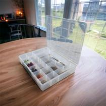 Caixa Box Organizadora 20 Divisórias Com Tampa E Trava Em Plástico Transparente