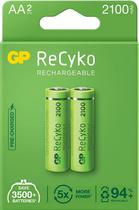 Caixa c/ 2 pilhas AA 2100 mAh recarregáveis da GP Recyko, modelo GPRHC212E000